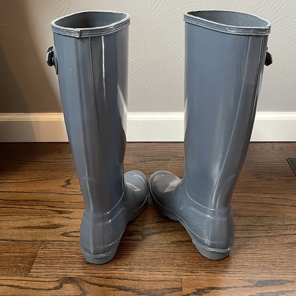 Hunter Womens Boots - Tall Gray Glossy - Picture 3 of 6